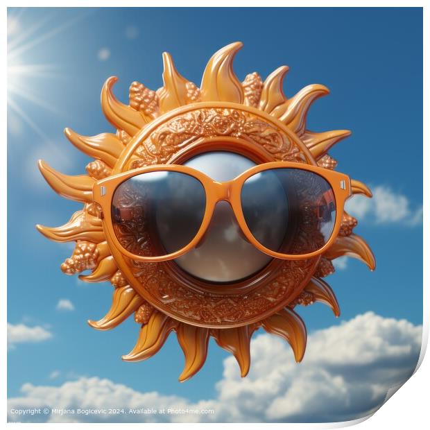 Smiling Sun Sunglasses Sky Print by Mirjana Bogicevic