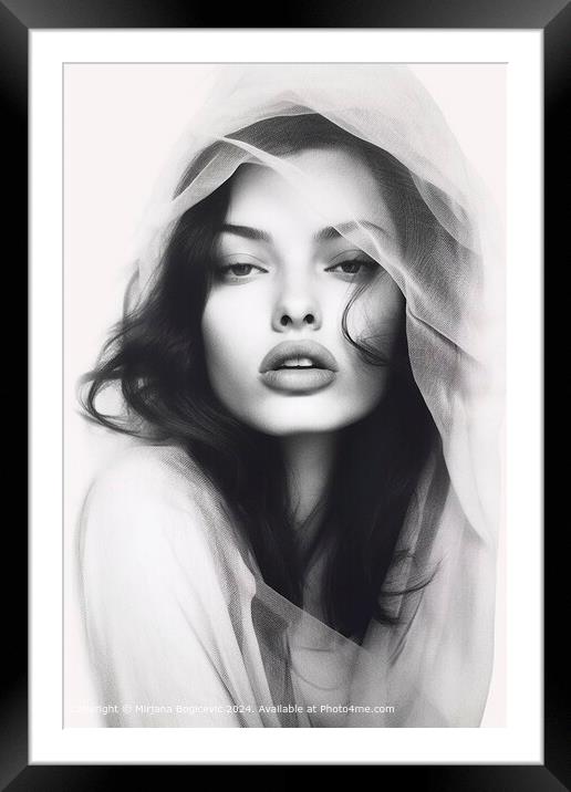 Elegance, Sensuality, Beauty in Black and White Framed Mounted Print by Mirjana Bogicevic