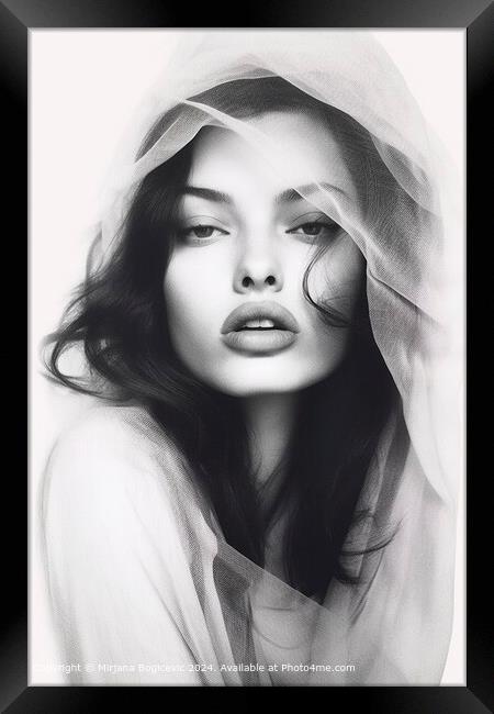 Elegance, Sensuality, Beauty in Black and White Framed Print by Mirjana Bogicevic