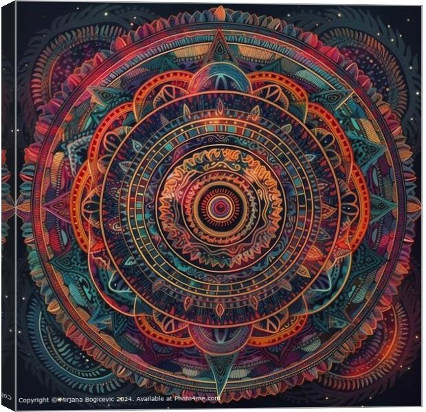 Geometric Mandala Tapestry Abstract Canvas Print by Mirjana Bogicevic
