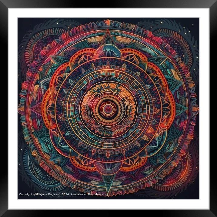 Geometric Mandala Tapestry Abstract Framed Mounted Print by Mirjana Bogicevic