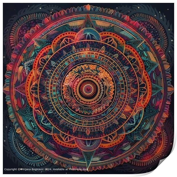 Geometric Mandala Tapestry Abstract Print by Mirjana Bogicevic