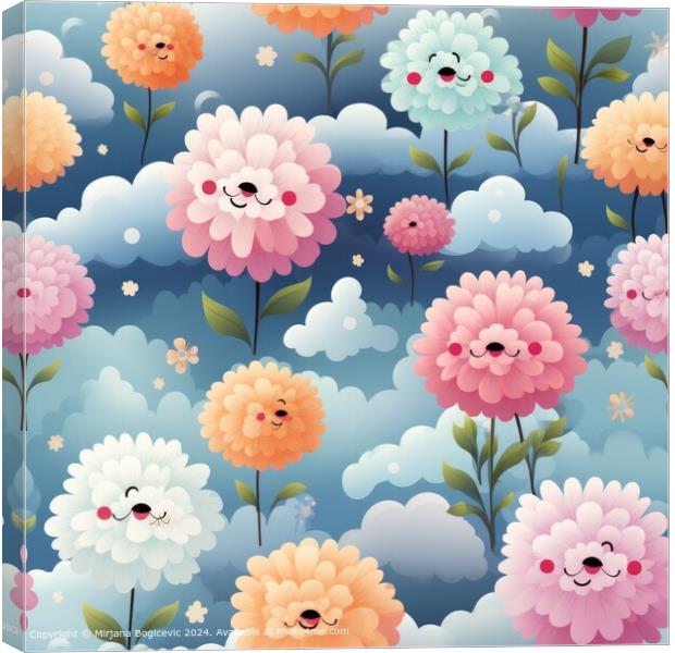 Vibrant Floral Clouds Pattern Canvas Print by Mirjana Bogicevic