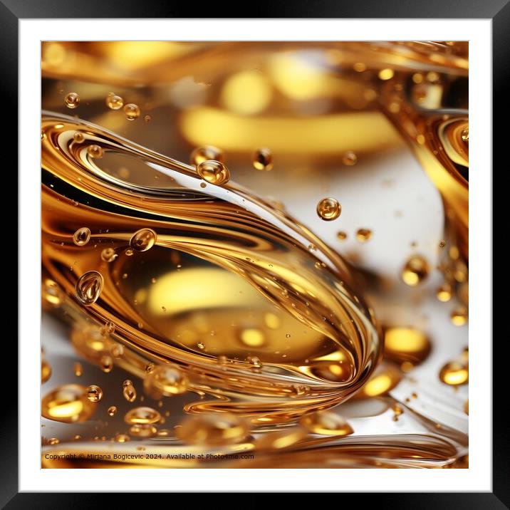 Golden Oil Bubble Drops Framed Mounted Print by Mirjana Bogicevic