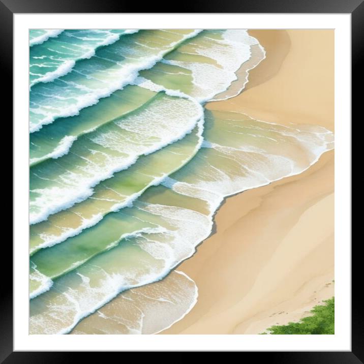 Clear Blue Sea, Sand, Shore Framed Mounted Print by fred theceo
