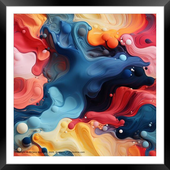 Vibrant Fluid Color Abstract Framed Mounted Print by Mirjana Bogicevic