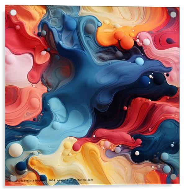 Vibrant Fluid Color Abstract Acrylic by Mirjana Bogicevic