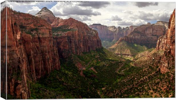 Zion Canyon Valley Landscape Canvas Print by Andrew Davies