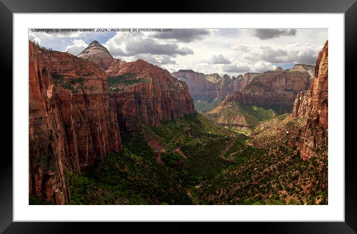 Zion Canyon Valley Landscape Framed Mounted Print by Andrew Davies