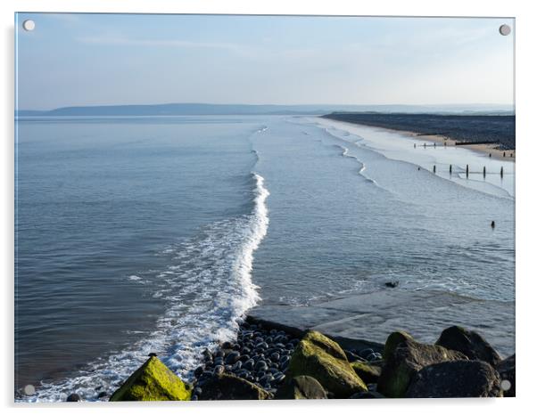 Waves lapping the shoreline Acrylic by Tony Twyman
