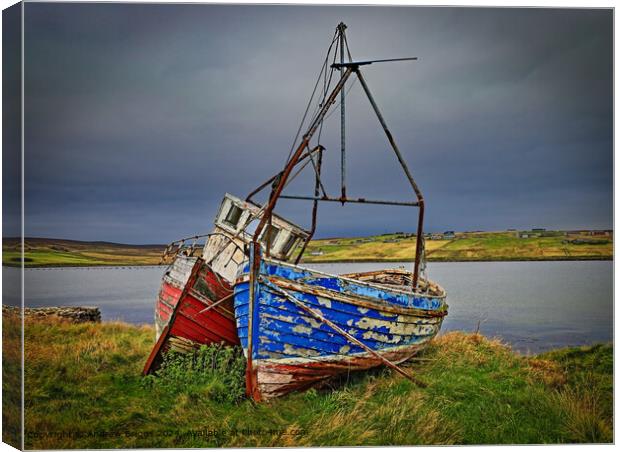 Rustic Fishing Boats on Unst Shetland Canvas Print by Andrew Briggs