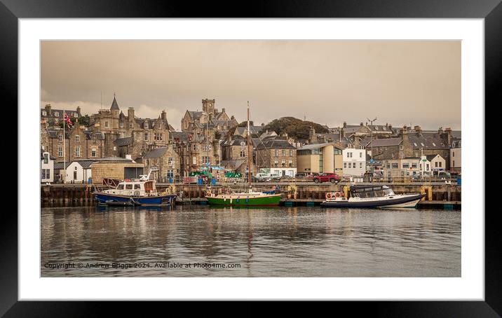 Lerwick Harbour Cityscape Framed Mounted Print by Andrew Briggs