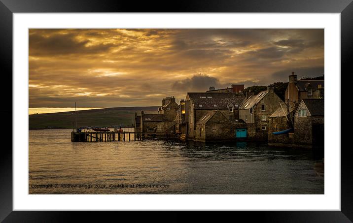 Lerwick Sunrise Reflection Framed Mounted Print by Andrew Briggs