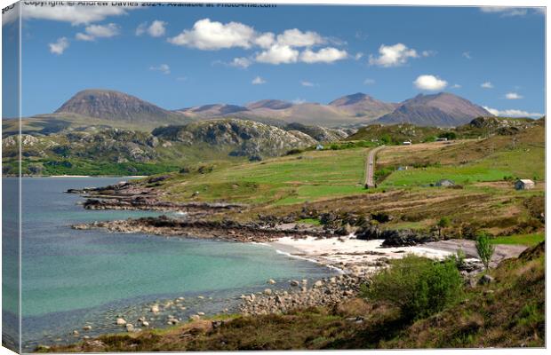 Wester Ross beaches and mountains Canvas Print by Andrew Davies