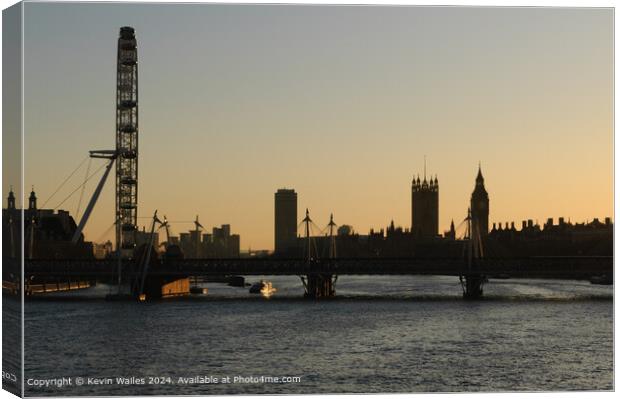 Thames Sunset Westminster Canvas Print by Kevin Wailes
