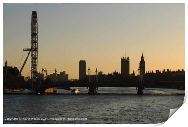 Thames Sunset Westminster Print by Kevin Wailes