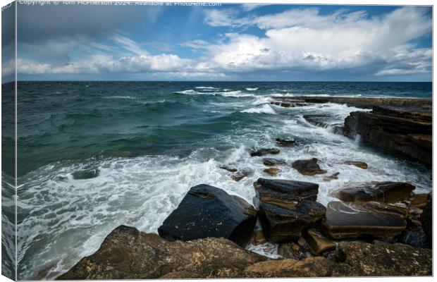 Moray Firth Waves and Rocks Canvas Print by Tom McPherson
