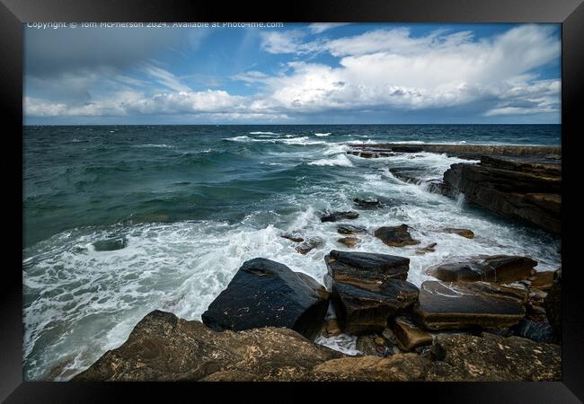 Moray Firth Waves and Rocks Framed Print by Tom McPherson