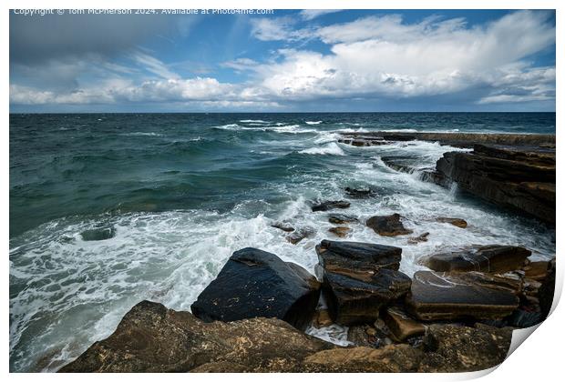 Moray Firth Waves and Rocks Print by Tom McPherson