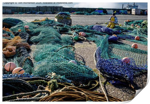 Nostalgic Fisherman Mending Nets Print by Tom McPherson