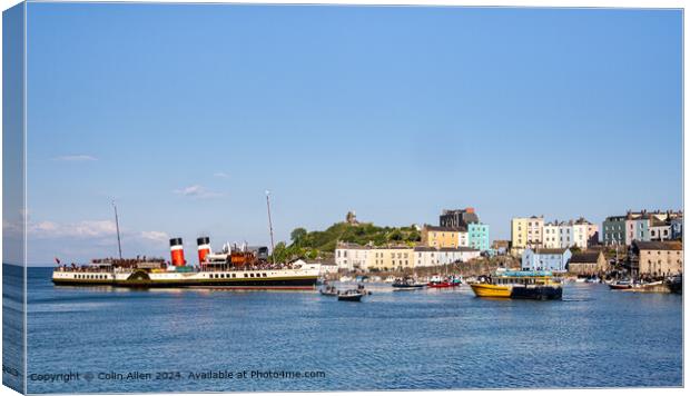 The Waverley Moored at Tenby Harbour Pembrokeshire Canvas Print by Colin Allen