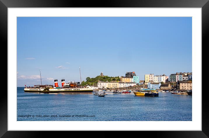 The Waverley Moored at Tenby Harbour Pembrokeshire Framed Mounted Print by Colin Allen