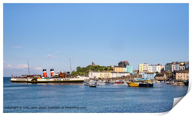 The Waverley Moored at Tenby Harbour Pembrokeshire Print by Colin Allen