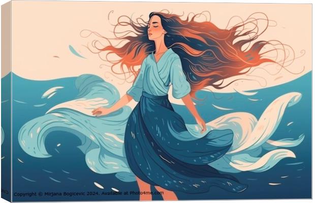 Flowing Hair Woman Ocean Canvas Print by Mirjana Bogicevic