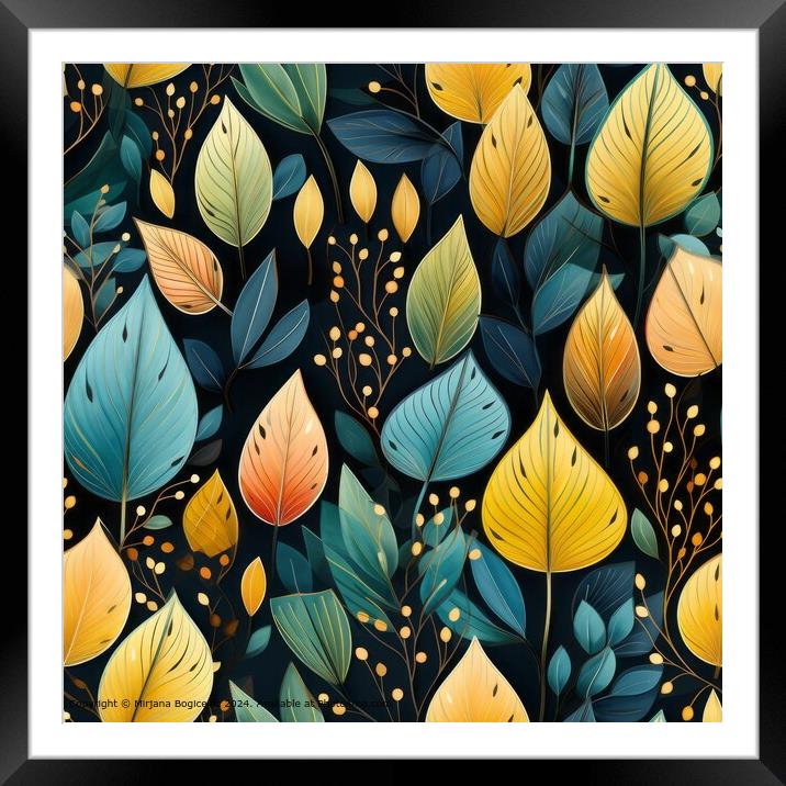 Multicolor watercolor leaves seamless pattern tile Framed Mounted Print by Mirjana Bogicevic