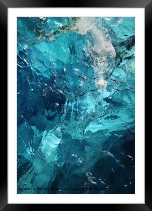 Abstract Blue Sea Waves Framed Mounted Print by Mirjana Bogicevic