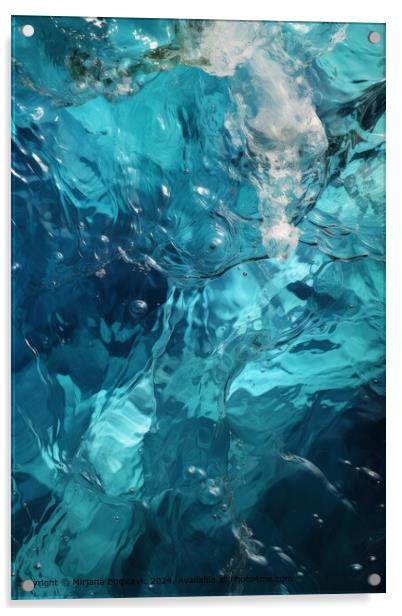 Abstract Blue Sea Waves Acrylic by Mirjana Bogicevic