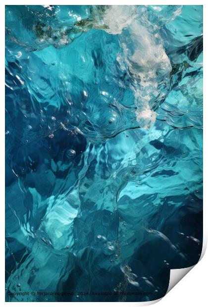 Abstract Blue Sea Waves Print by Mirjana Bogicevic