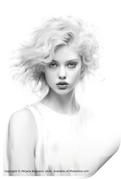 Beautiful Black and White Female Portrait Print by Mirjana Bogicevic