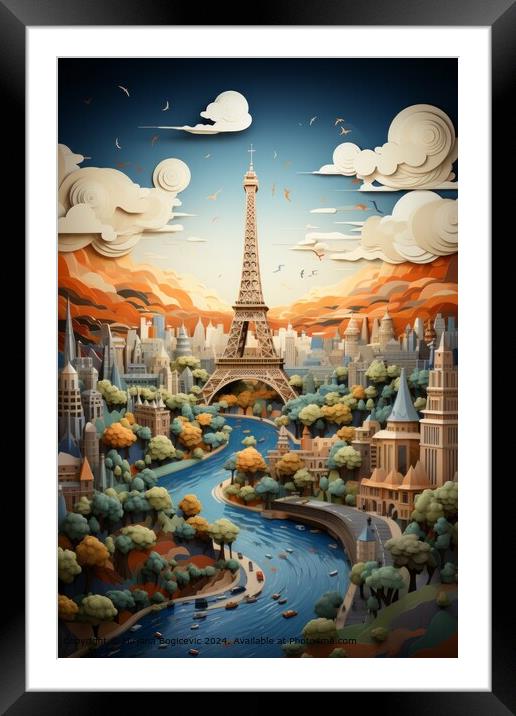 Eiffel Tower Sunrise Paris Framed Mounted Print by Mirjana Bogicevic