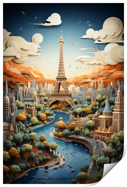 Eiffel Tower Sunrise Paris Print by Mirjana Bogicevic