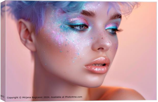 Dynamic Woman with Glittering Makeup Canvas Print by Mirjana Bogicevic