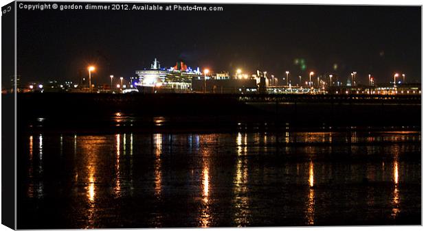 Southampton docks at night Canvas Print by Gordon Dimmer