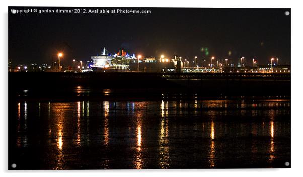Southampton docks at night Acrylic by Gordon Dimmer