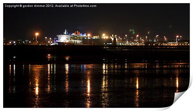 Southampton docks at night Print by Gordon Dimmer