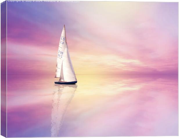 Sailing Boat Sunset Reflection Canvas Print by Suzy B