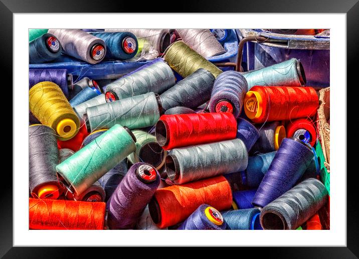 Colourful Cotton Bobbins Framed Mounted Print by Kevin Hellon