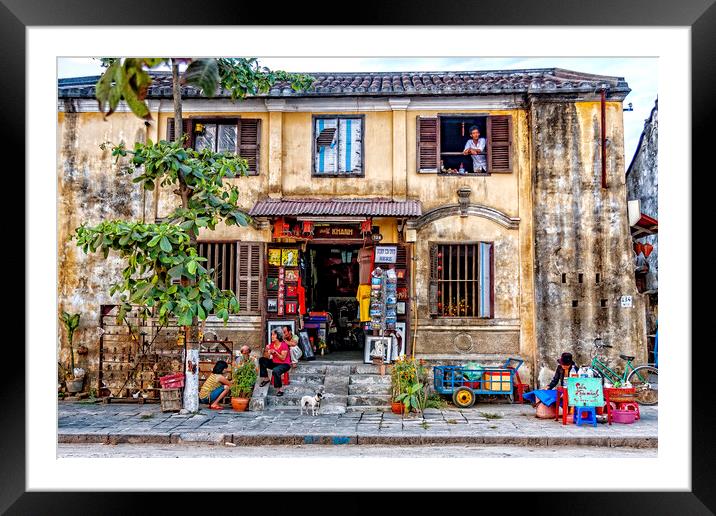 Vibrant Street Life Hoi An Framed Mounted Print by Kevin Hellon
