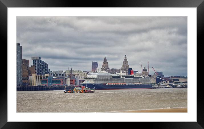Liverpool Skyline Nautical Reflection Framed Mounted Print by Victor Burnside