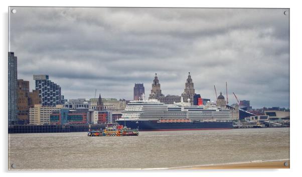 Liverpool Skyline Nautical Reflection Acrylic by Victor Burnside