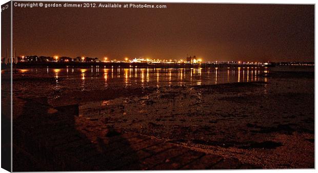 Southampton water at night Canvas Print by Gordon Dimmer