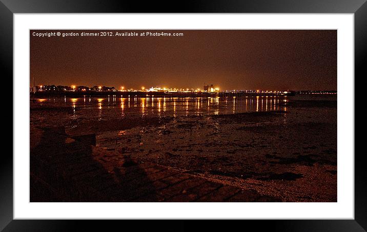 Southampton water at night Framed Mounted Print by Gordon Dimmer