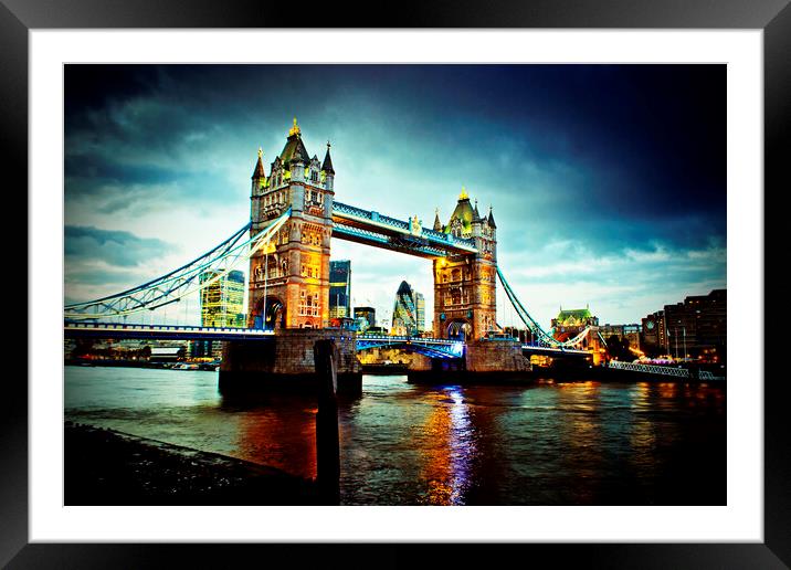 Tower Bridge Cityscape Night Framed Mounted Print by Andy Evans Photos