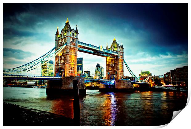 Tower Bridge Cityscape Night Print by Andy Evans Photos