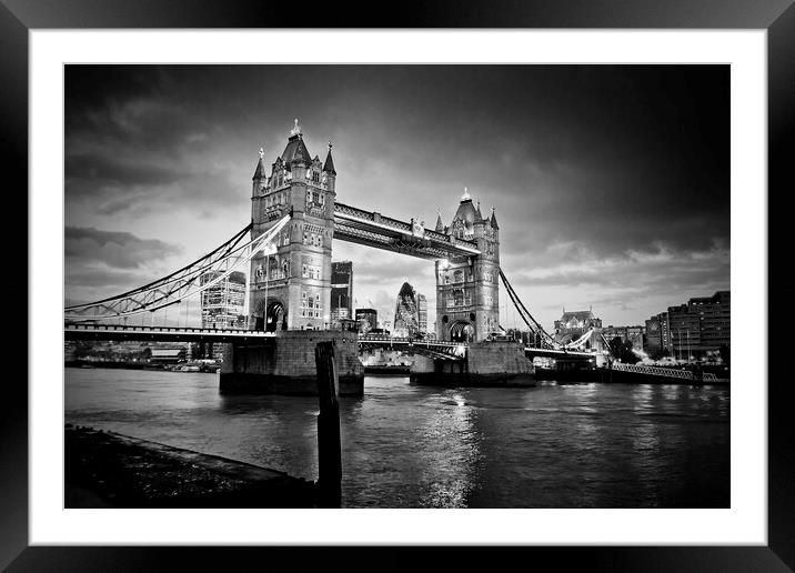 Tower Bridge Thames Night Framed Mounted Print by Andy Evans Photos