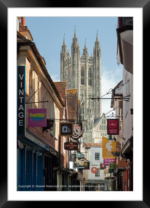 Canterbury Cathedral Tower Sunlight Framed Mounted Print by Slawek Staszczuk